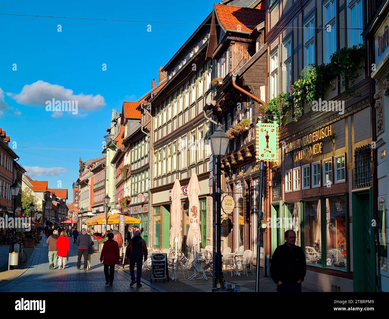 Breite Straße, città vecchia di Wernigerode, Harz, Sassonia-Anhalt, Germania Foto Stock
