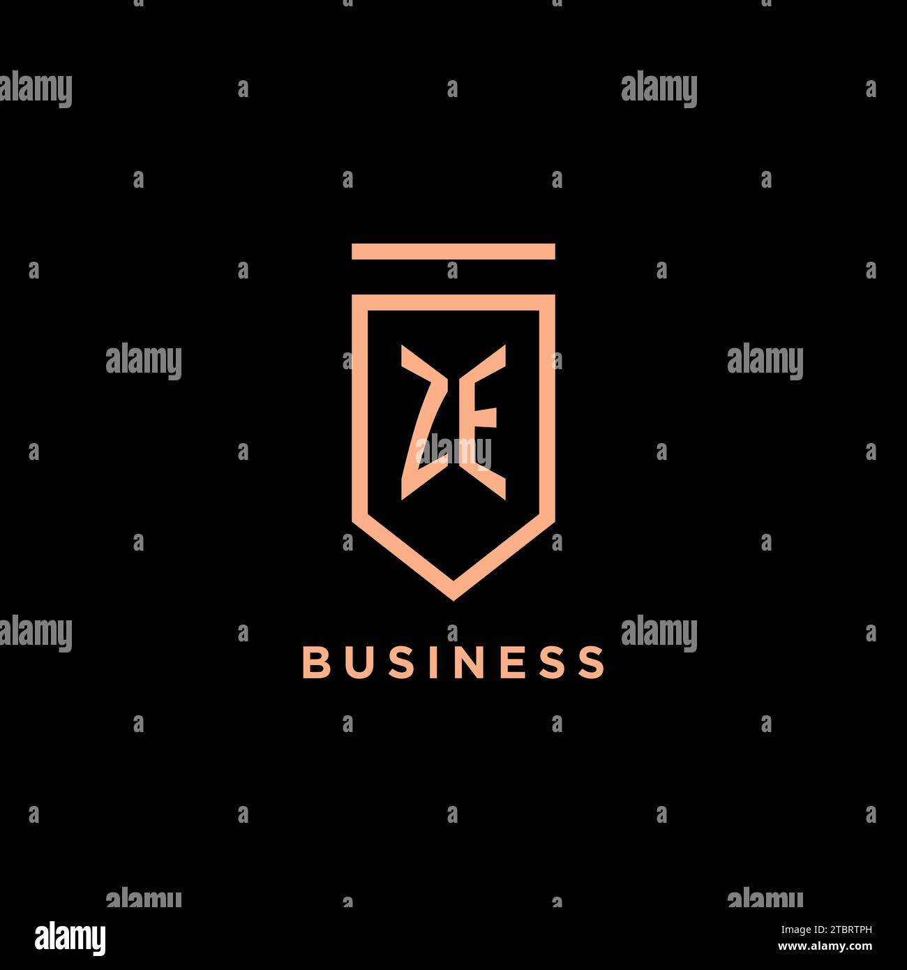 Monogramma iniziale ZE con logo scudo icona grafica vettoriale Illustrazione Vettoriale