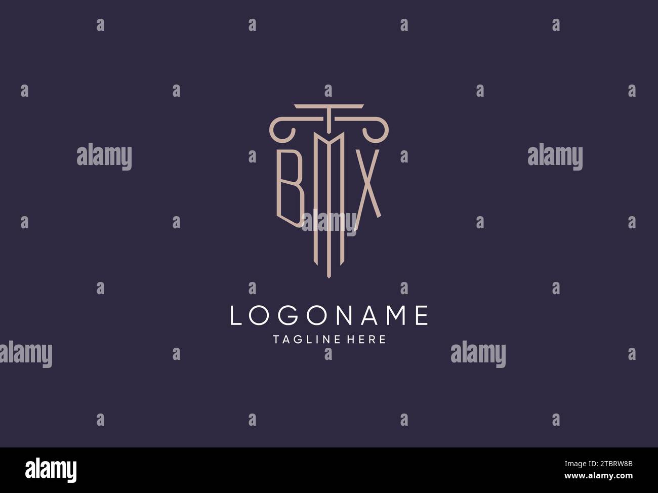 Logo BX design iniziale del montante con stile moderno e di lusso il miglior design per idee di design di studi legali Illustrazione Vettoriale