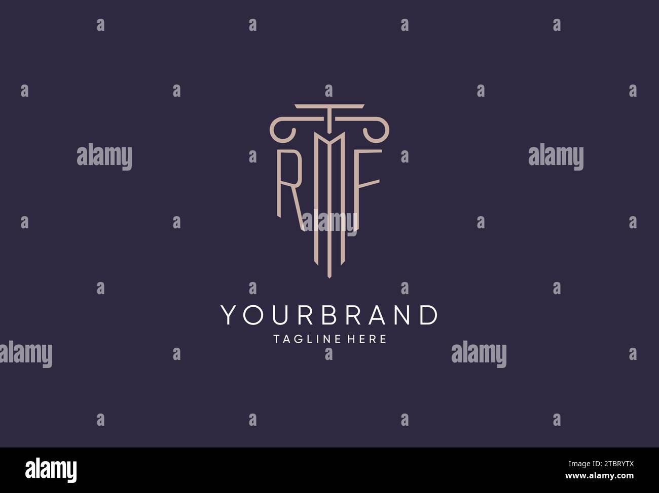 Logo RF design del pilastro iniziale con stile moderno di lusso design ottimale per idee di progettazione di studi legali Illustrazione Vettoriale