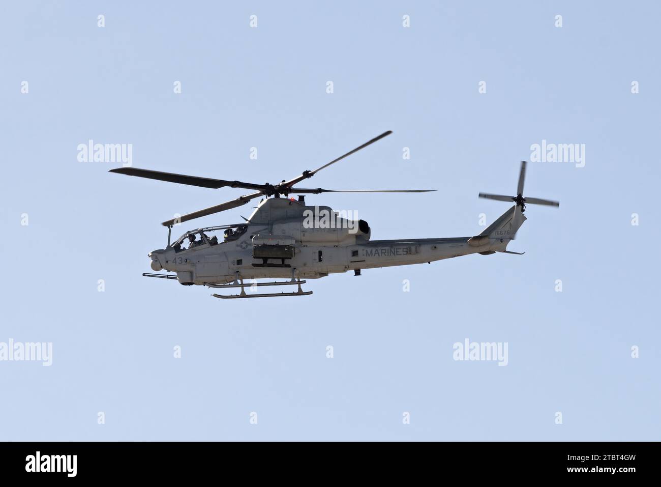 L'elicottero US Marines è stato mostrato poco dopo il decollo dall'aeroporto di Hollywood Burbank. Foto Stock