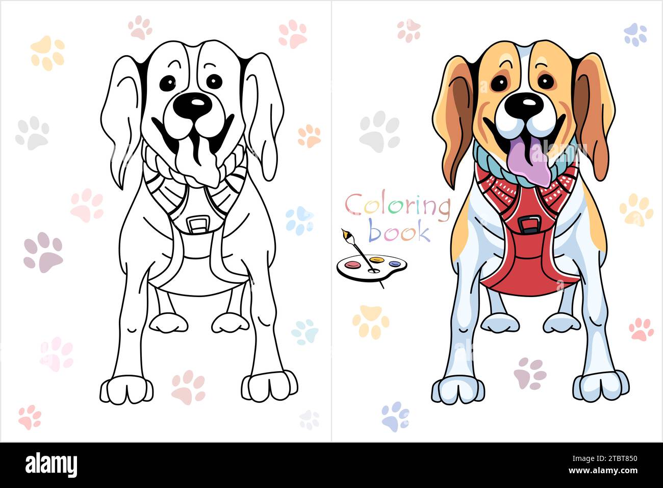 Pagina Vector Coloring Book del cane da cartone animato Jack Russell Terrier Illustrazione Vettoriale