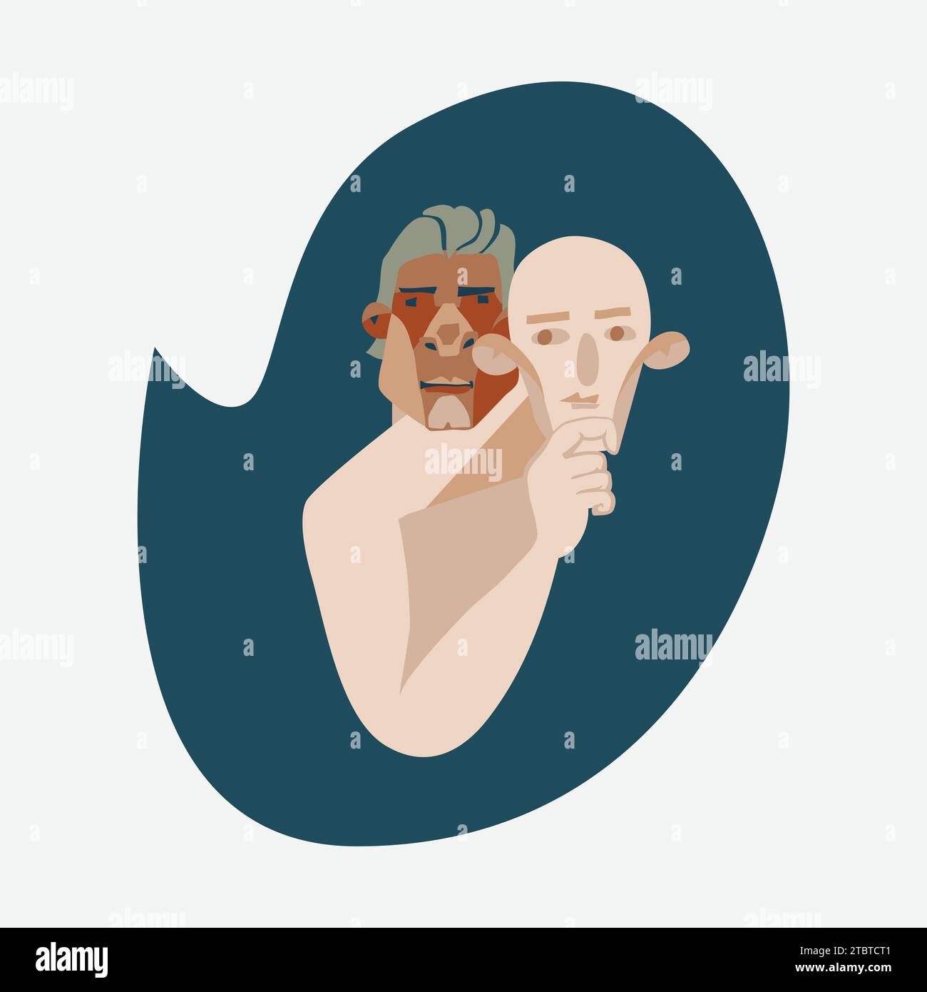 Volti disegnati a mano con diversi set di vettori di emozioni. Illustrazione piatta e colorata modificabile. Illustrazione Vettoriale