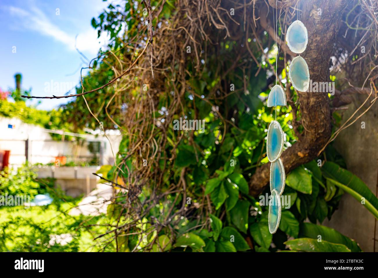 chiamante blue angel fuori da una casa Foto Stock