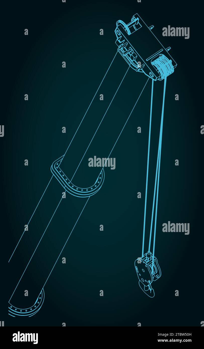 Illustrazione vettoriale stilizzata della gru mobile potente braccio telescopico lungo in primo piano Illustrazione Vettoriale