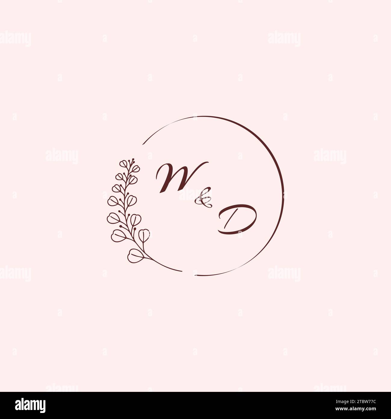 Lettere con logo per matrimoni DW in un design professionale di alta qualità che si adatta bene a qualsiasi supporto di stampa Illustrazione Vettoriale