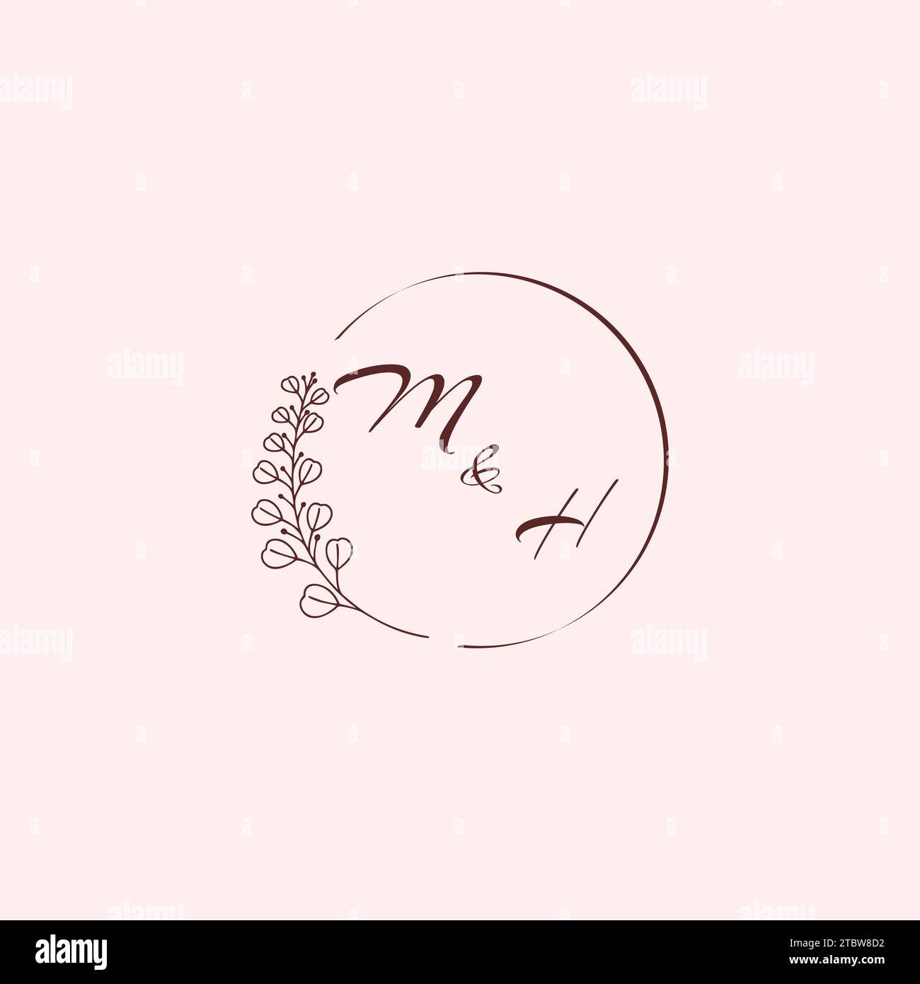 Lettere con logo HM per matrimoni dal design professionale di alta qualità che si adatta perfettamente a qualsiasi supporto di stampa Illustrazione Vettoriale