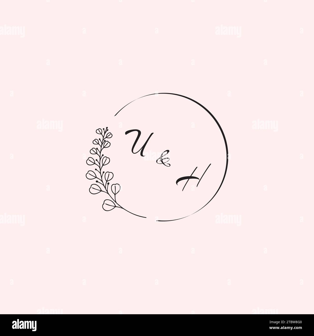 Lettere con il logo del matrimonio HU in un design professionale di alta qualità che si adatta bene a qualsiasi supporto di stampa Illustrazione Vettoriale