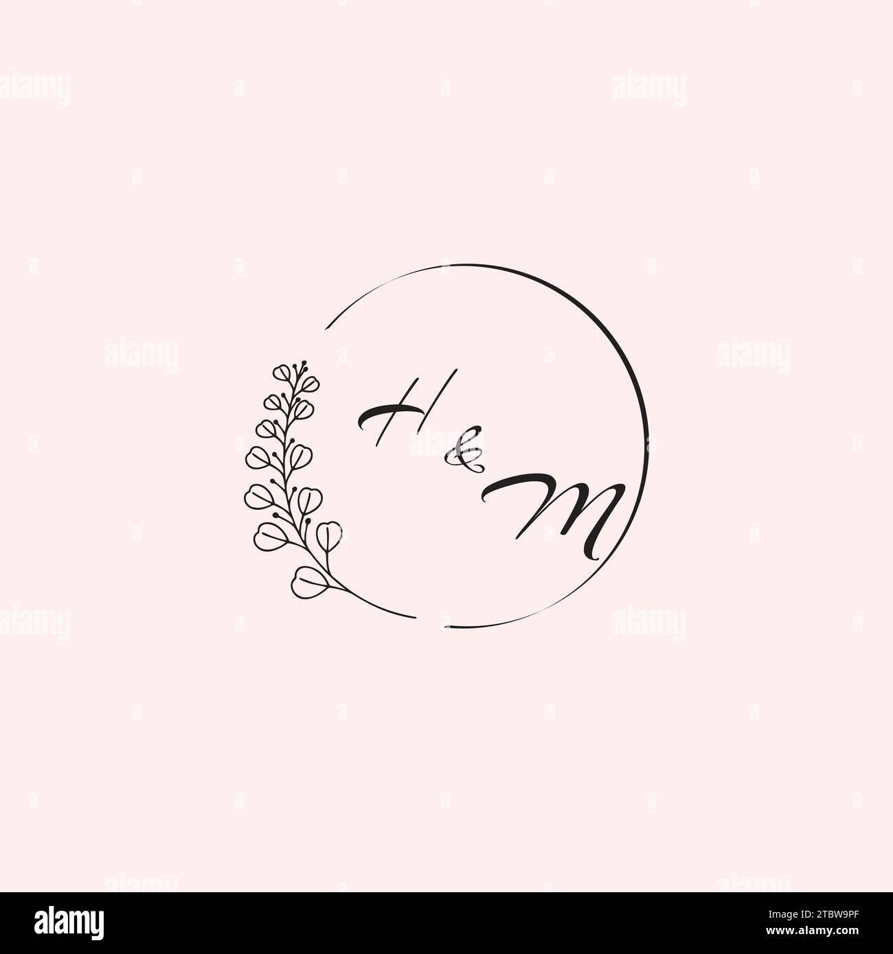 Lettere con logo per matrimoni MH in un design professionale di alta qualità che si adatta perfettamente a qualsiasi supporto di stampa Illustrazione Vettoriale