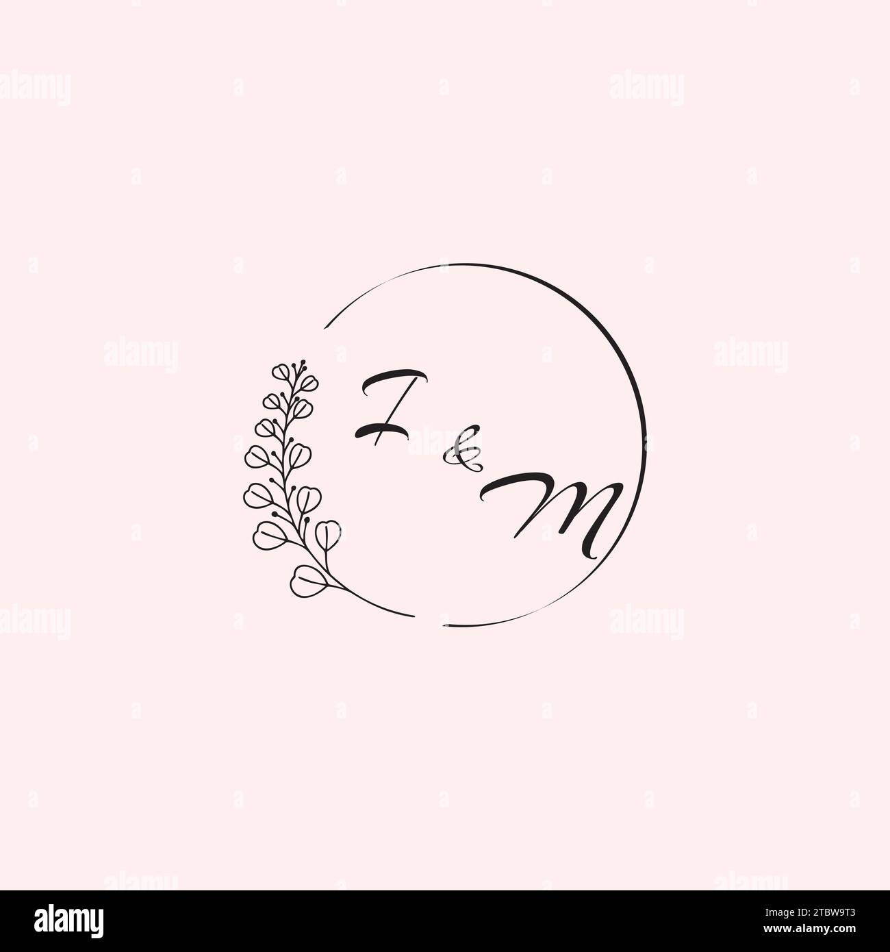 Lettere con il logo MI wedding in un design professionale di alta qualità che si adatta perfettamente a qualsiasi supporto di stampa Illustrazione Vettoriale