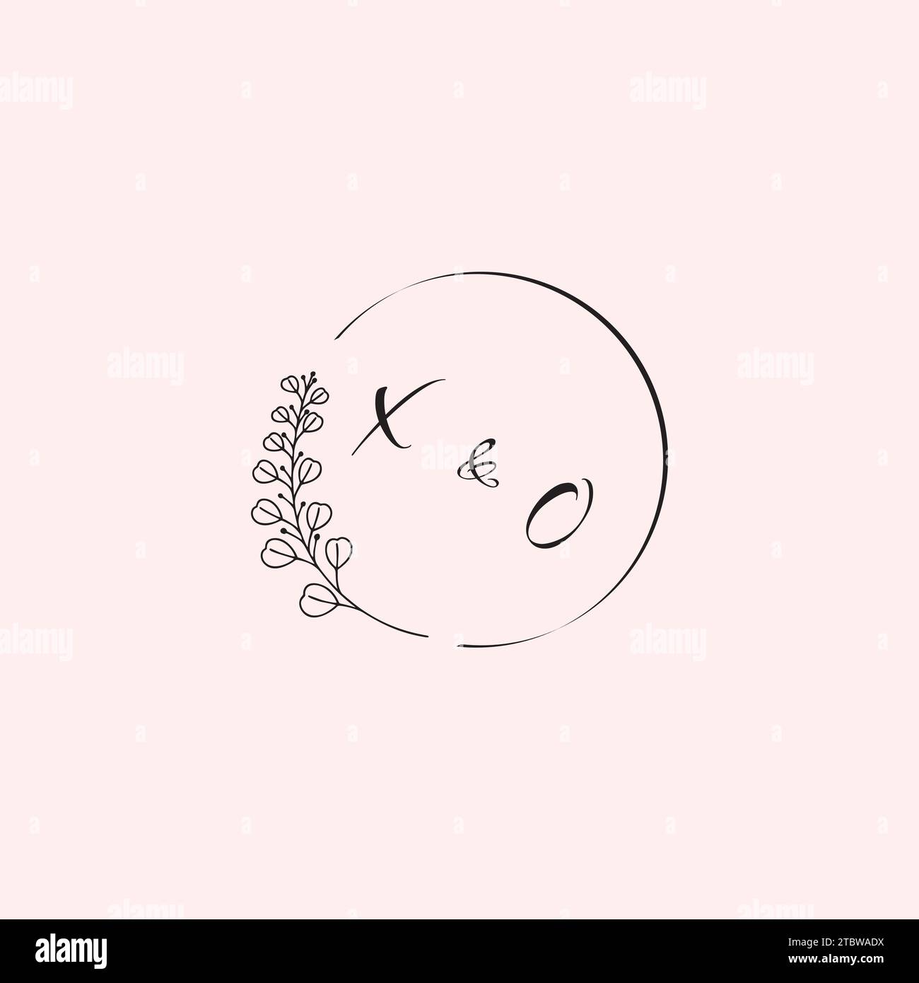 Lettere con il logo del matrimonio OX in un design professionale di alta qualità che si adatta bene a qualsiasi supporto di stampa Illustrazione Vettoriale