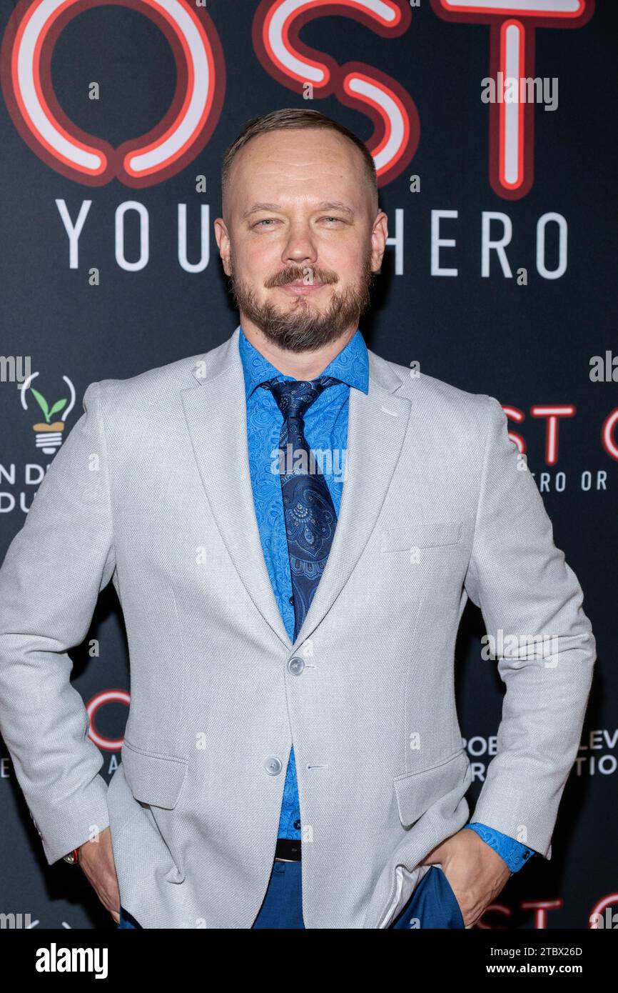 Los Angeles, USA. 8 dicembre 2023. Il produttore Denis Sobolev partecipa alla prima del film cosplay di Los Angeles LOST COS al Laemmle NoHo 7 Cinemas, Los Angeles, CA 8 dicembre 2023 Credit: Eugene Powers/Alamy Live News Foto Stock