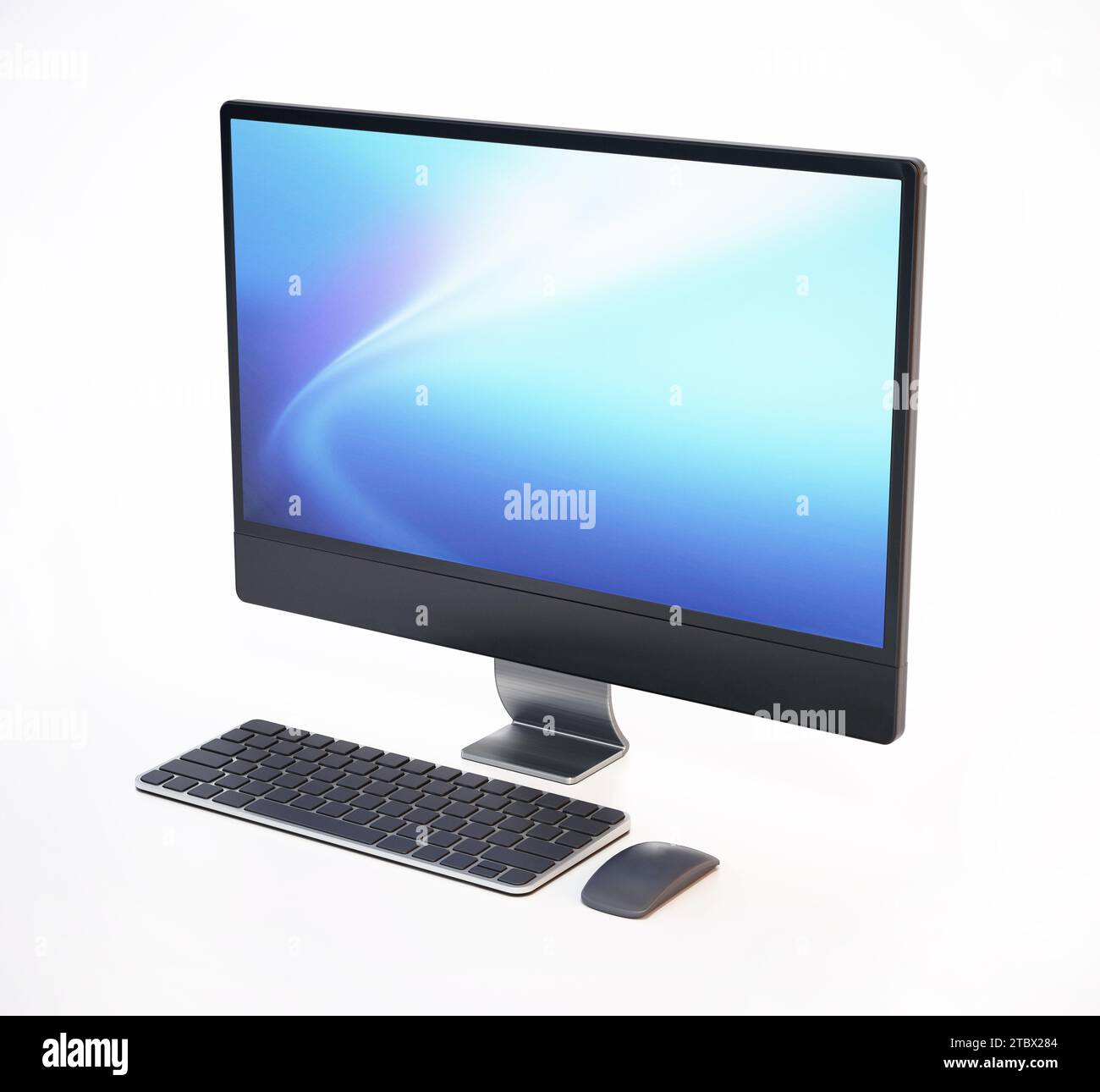 Personal computer generico isolato su sfondo bianco. Illustrazione 3D. Foto Stock
