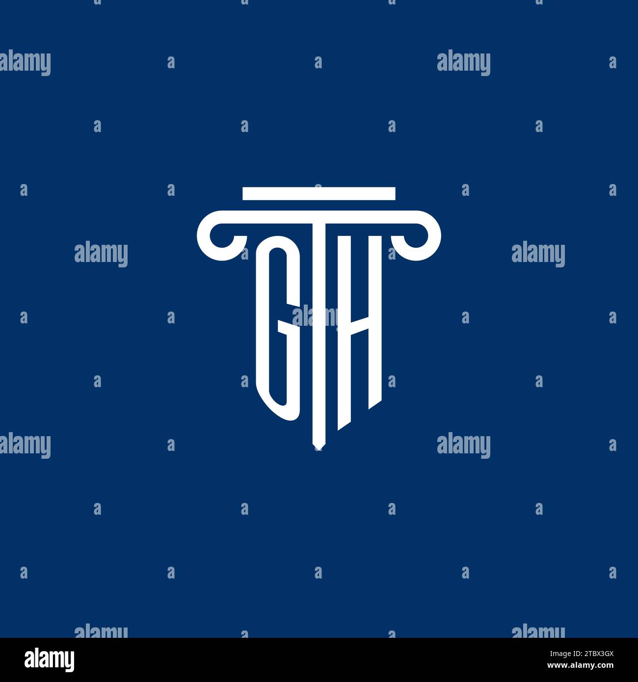 Monogramma con logo iniziale GH con design a colonna semplice Illustrazione Vettoriale