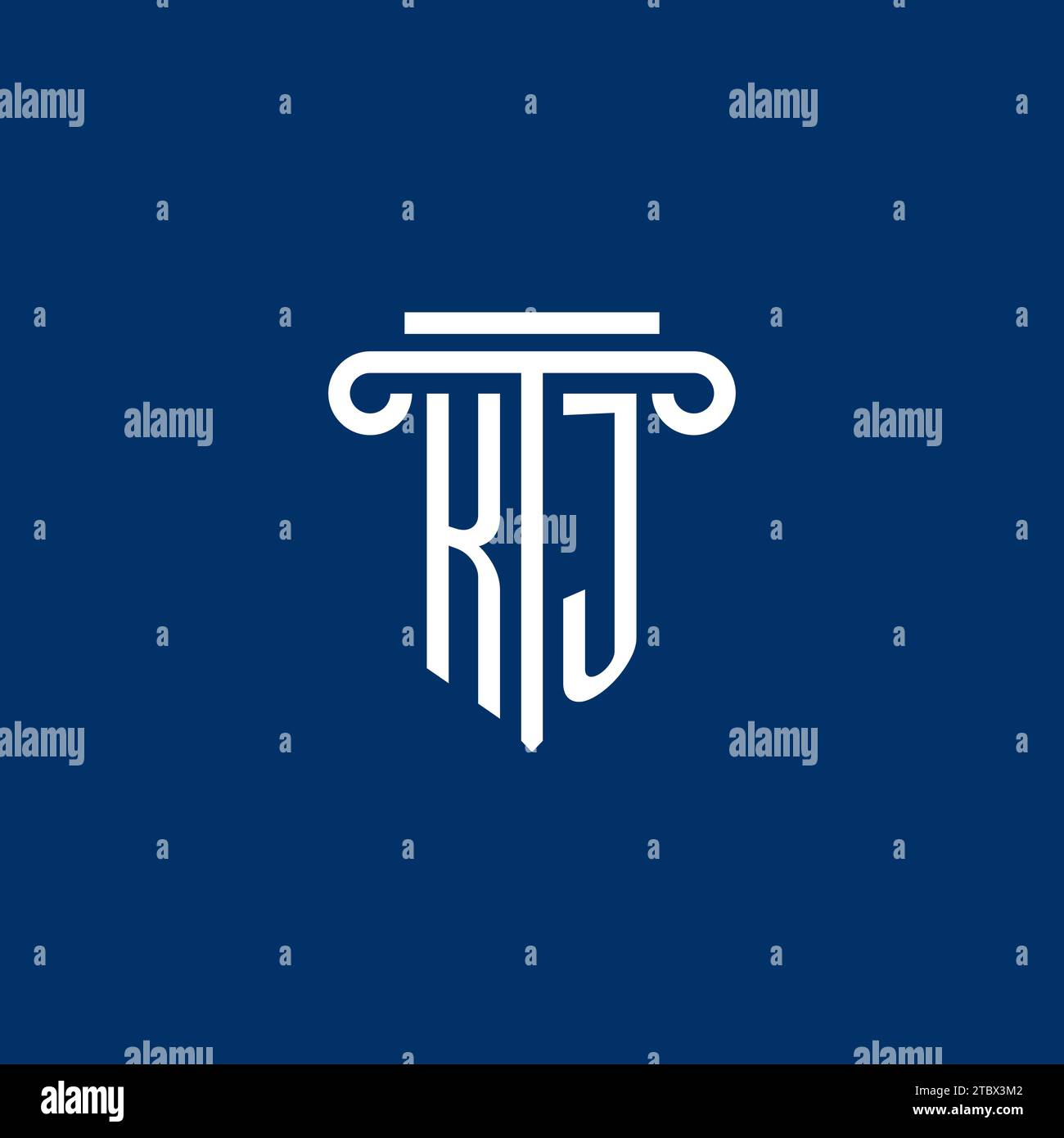 Monogramma con logo iniziale KJ con design semplice a colonna Illustrazione Vettoriale