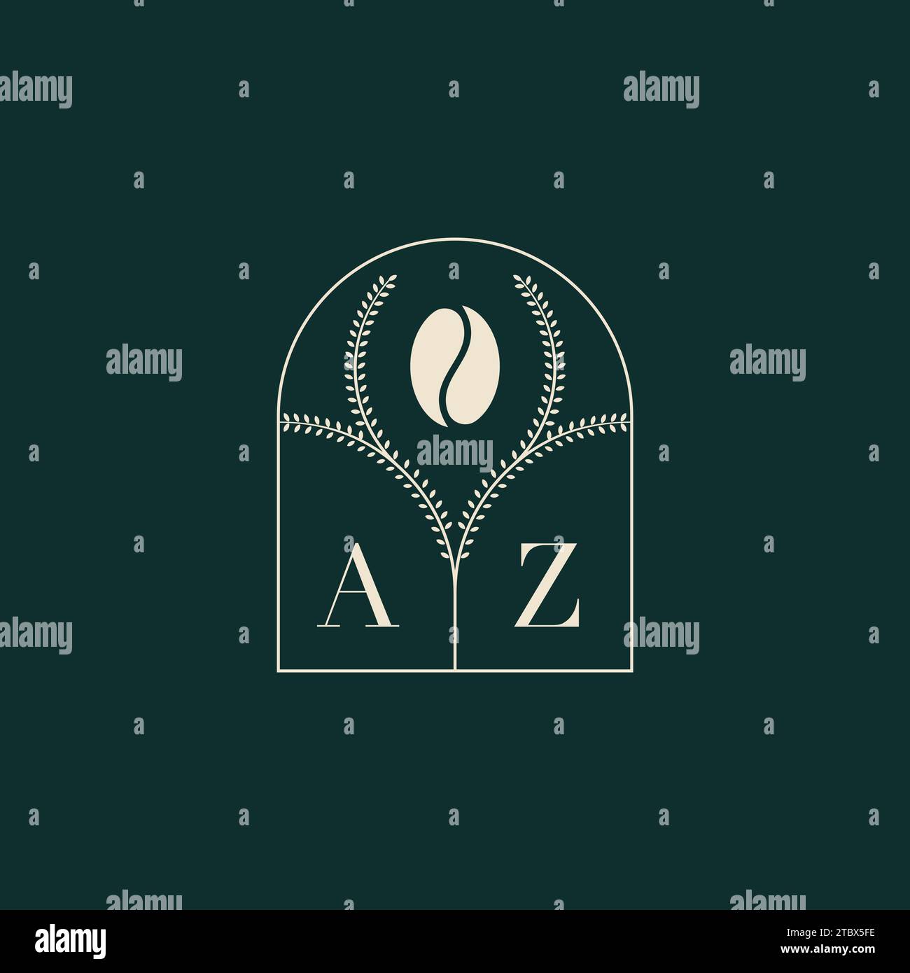 Logo esclusivo e semplice AZ combinazione di lettere e chicchi di caffè Illustrazione Vettoriale