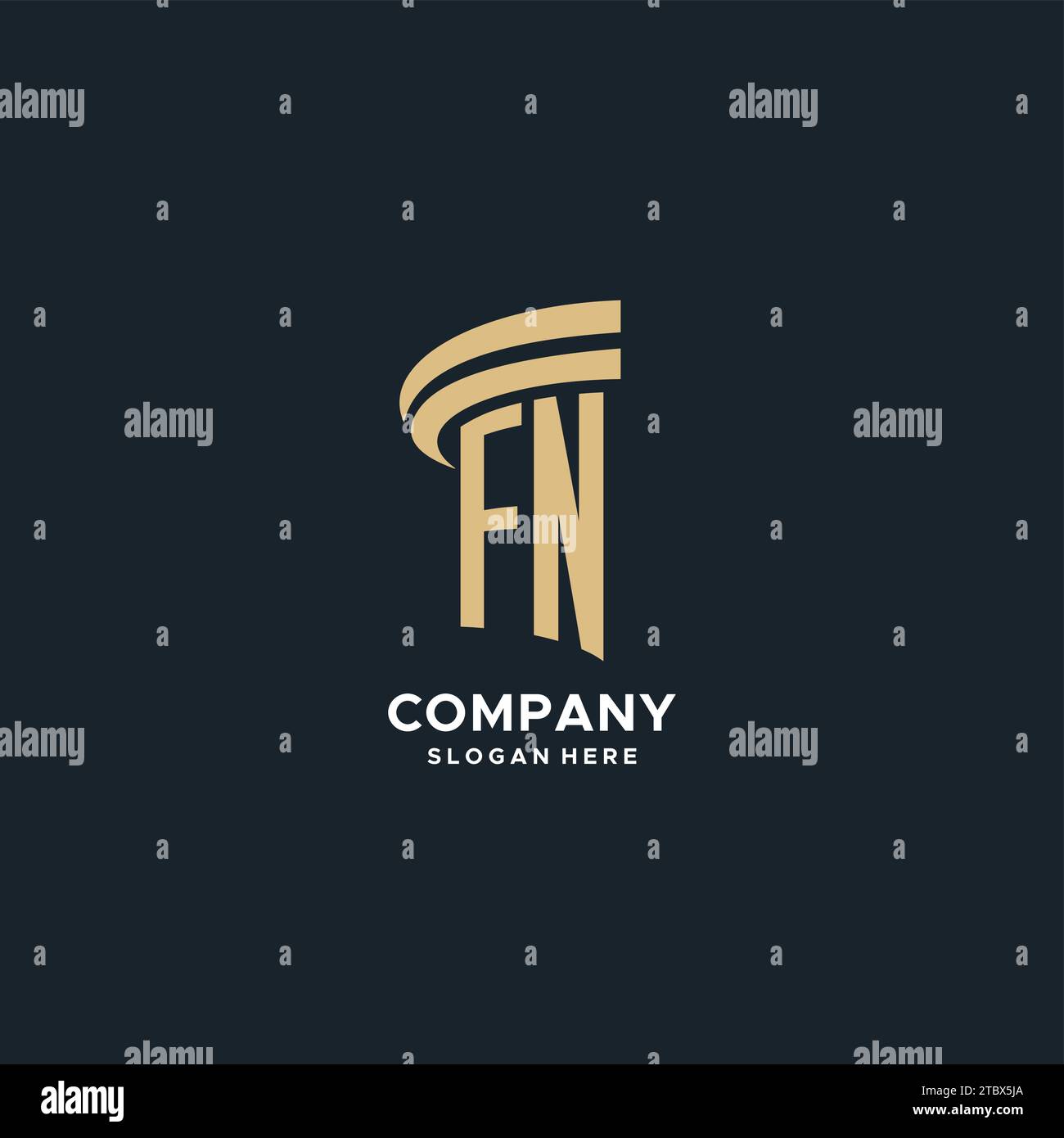 Monogramma FN con design icona pilastro, design elegante e moderno logo legale idee grafica vettoriale Illustrazione Vettoriale
