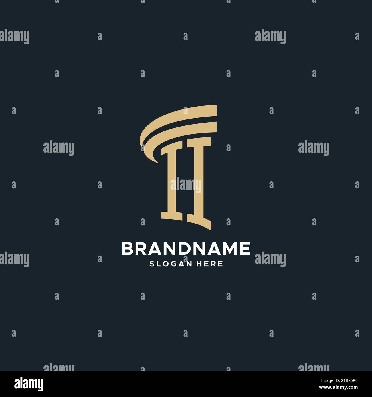 II monogramma con design icona pilastro, design elegante e moderno logo legale idee grafica vettoriale Illustrazione Vettoriale