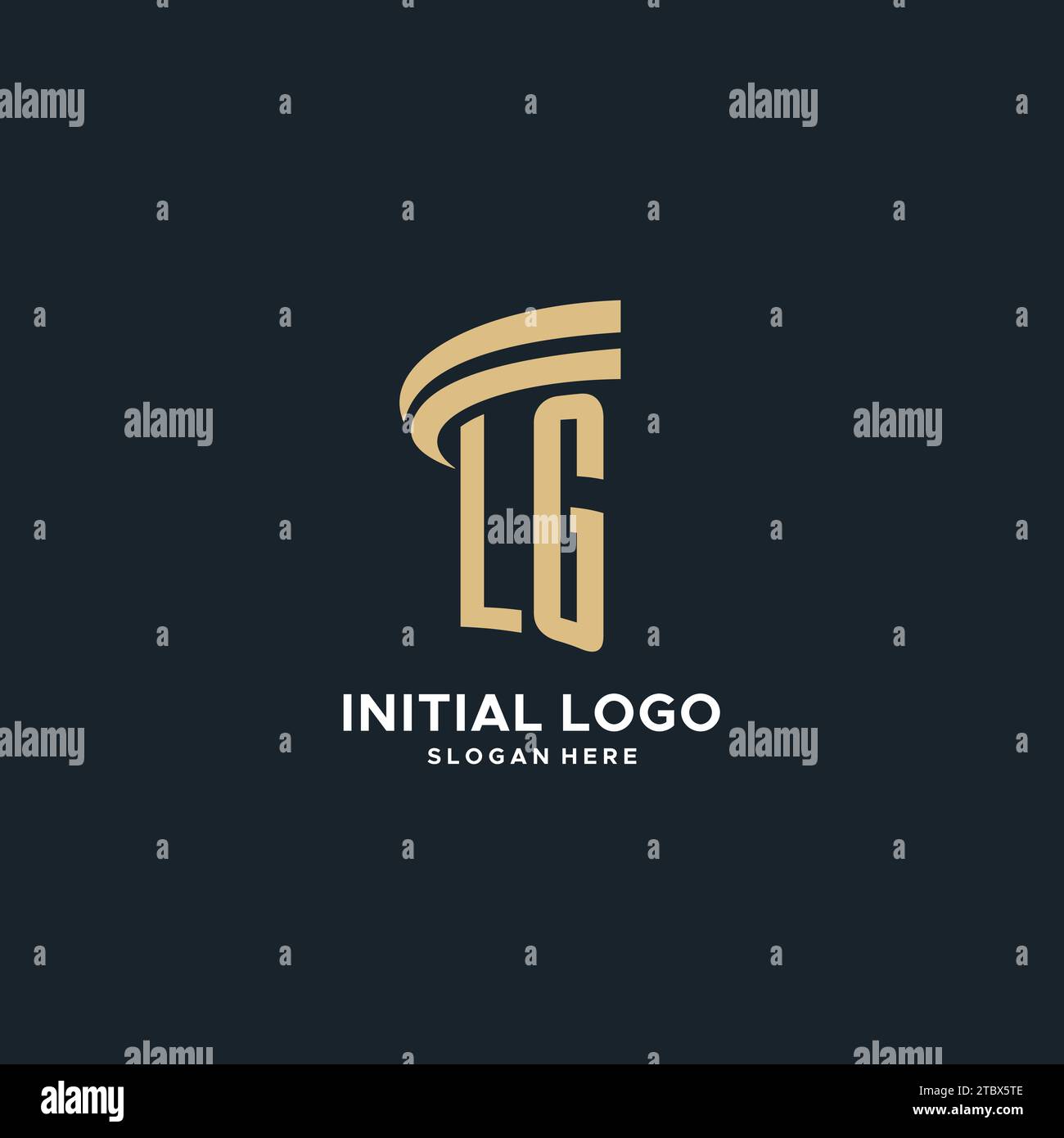 Monogramma LG con design icona pilastro, design elegante e moderno logo legale idee grafica vettoriale Illustrazione Vettoriale