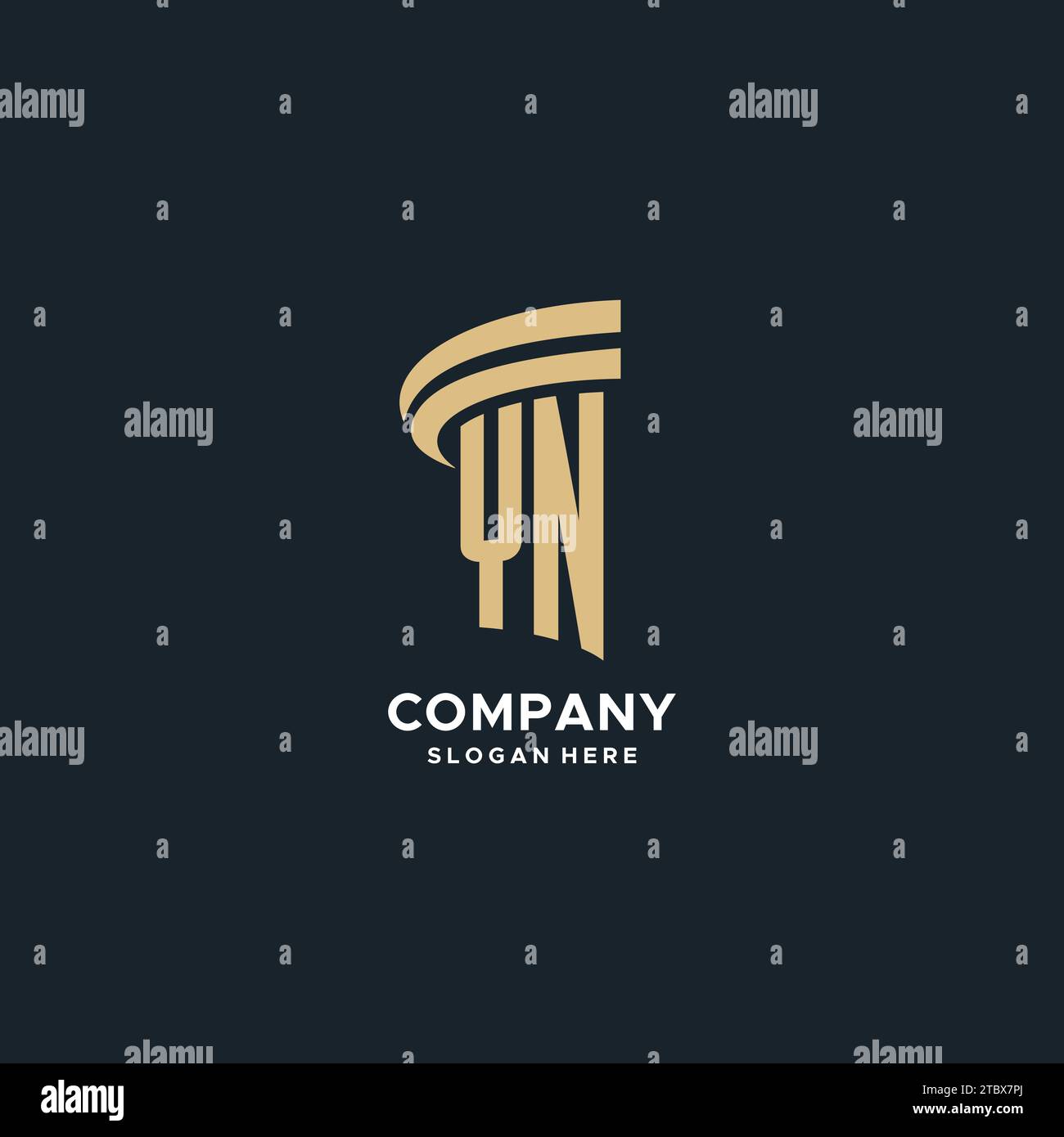 Monogramma con design icona pilastro, design elegante e moderno logo legale idee grafica vettoriale Illustrazione Vettoriale