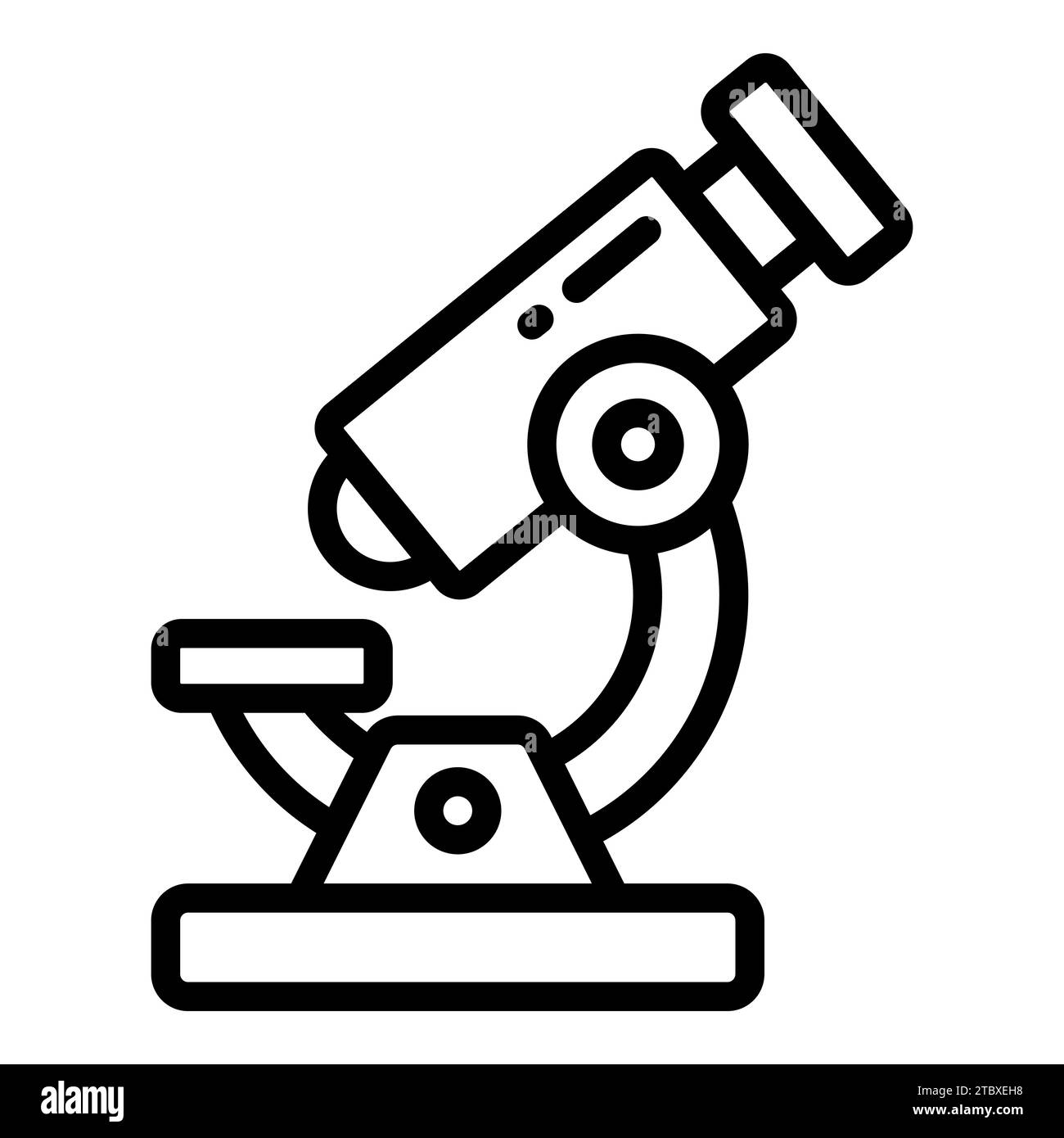 icona della linea vettoriale del microscopio, icona della scuola e dell'istruzione Illustrazione Vettoriale