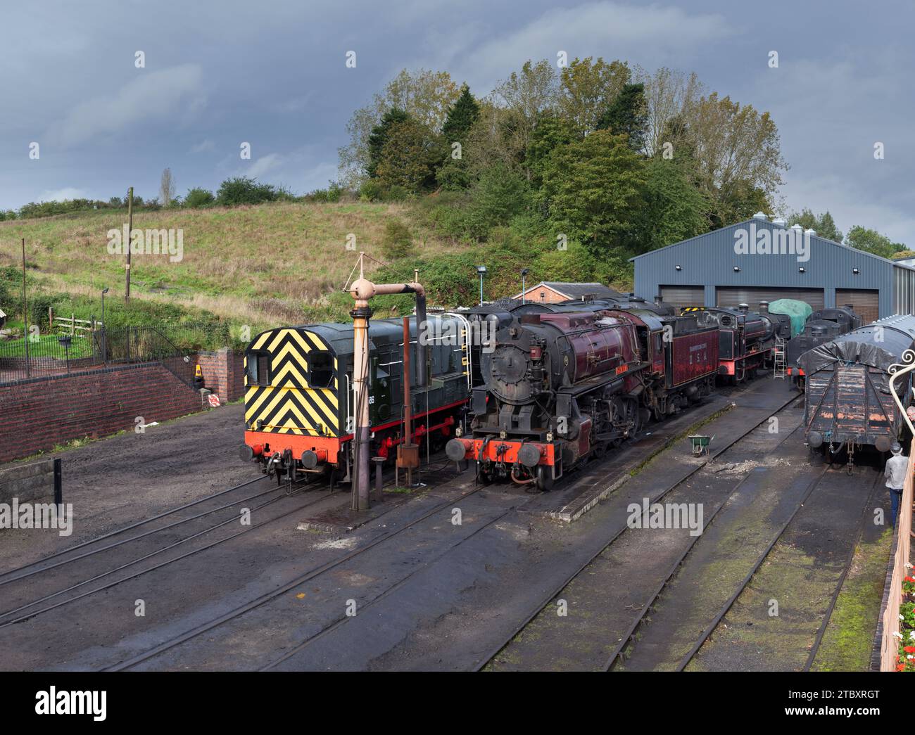 Bridgnorth Locomotive Shunter, Severn Valley Railway, Shropshire, UK Shunter D3586 U.S. Army Transportation Corps (USATC) 2253 OMHA Foto Stock