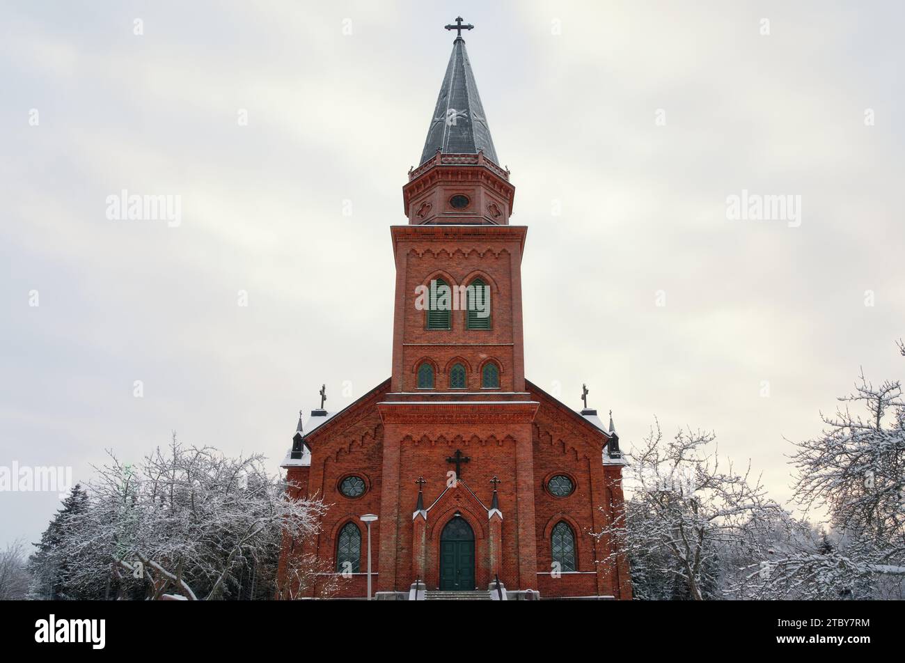 Chiesa del paesaggio invernale Foto Stock