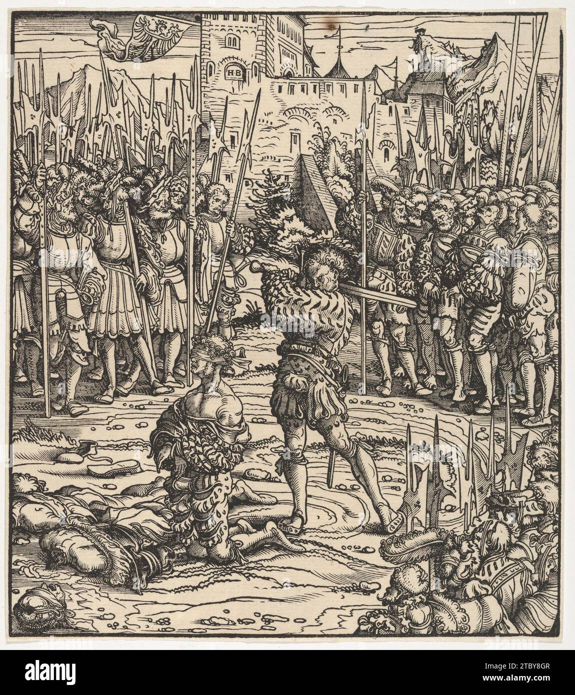 The Execution of the Guardian of Kufstein, from 'Der Weisskunig' 1986 di Hans Burgkmair Foto Stock