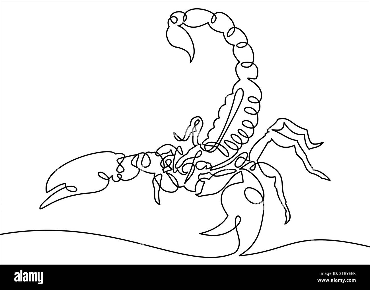 Scorpion one line art drawing.symbol per la progettazione di siti Web Illustrazione Vettoriale