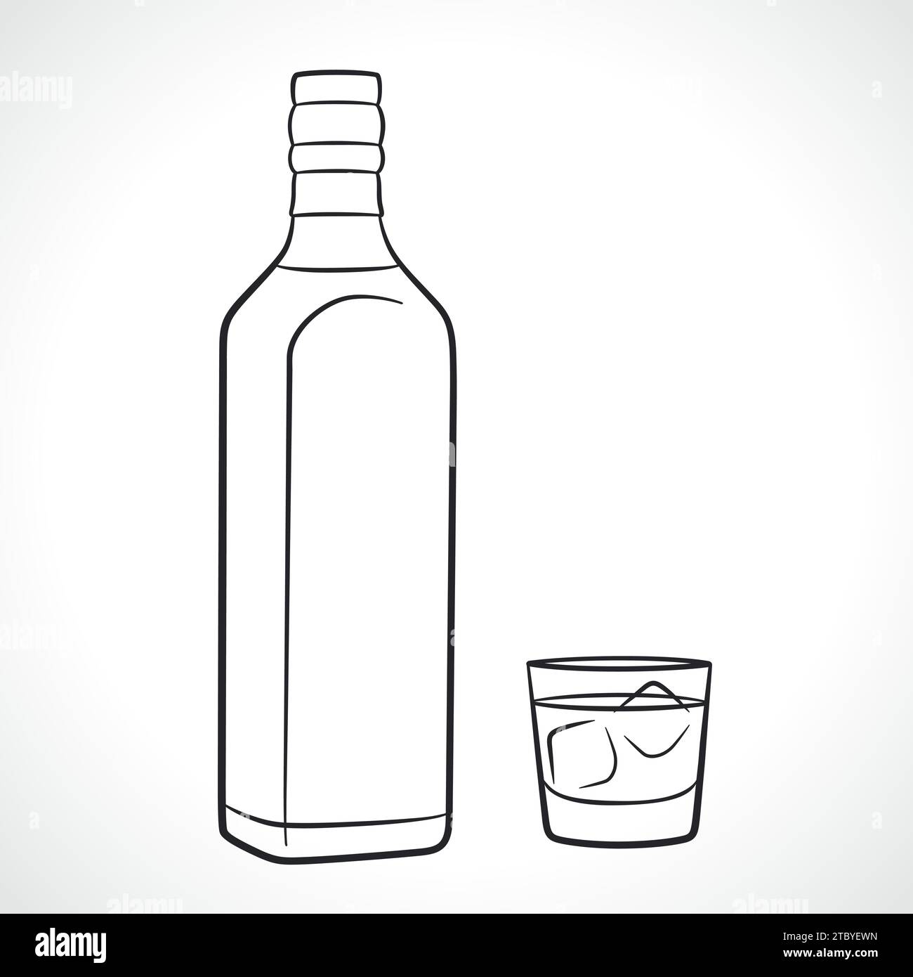 Immagine del contorno nero del vetro e del flacone Illustrazione Vettoriale