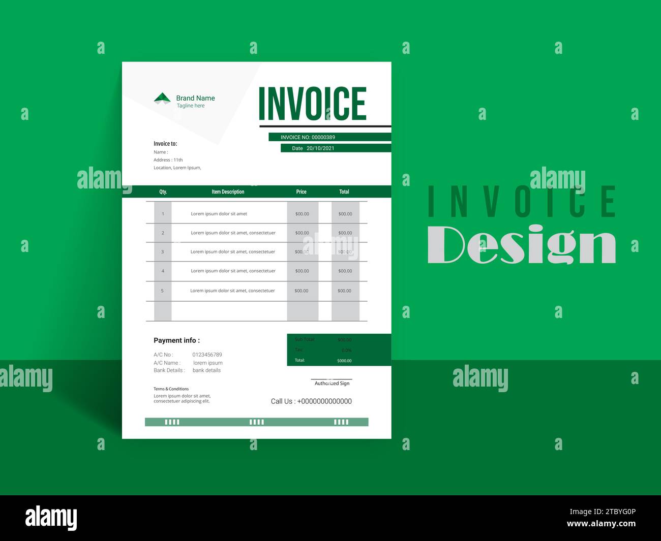 Design professionale di fatture e intestazioni per uffici aziendali. carta intestata, illustrazione del disegno della fattura. Design aziendale moderno e semplice Illustrazione Vettoriale