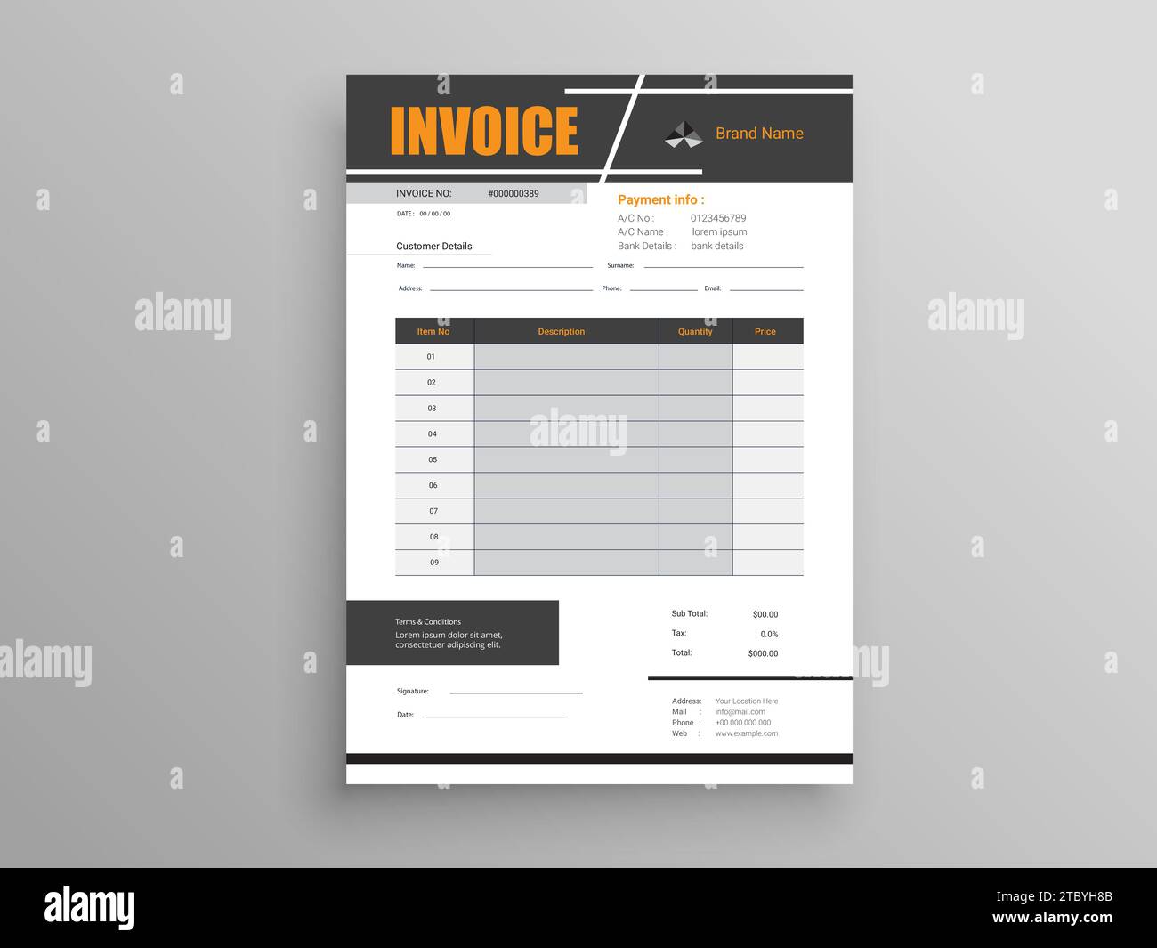 Design professionale di fatture e intestazioni per uffici aziendali. carta intestata, illustrazione del disegno della fattura. Design aziendale moderno e semplice Illustrazione Vettoriale