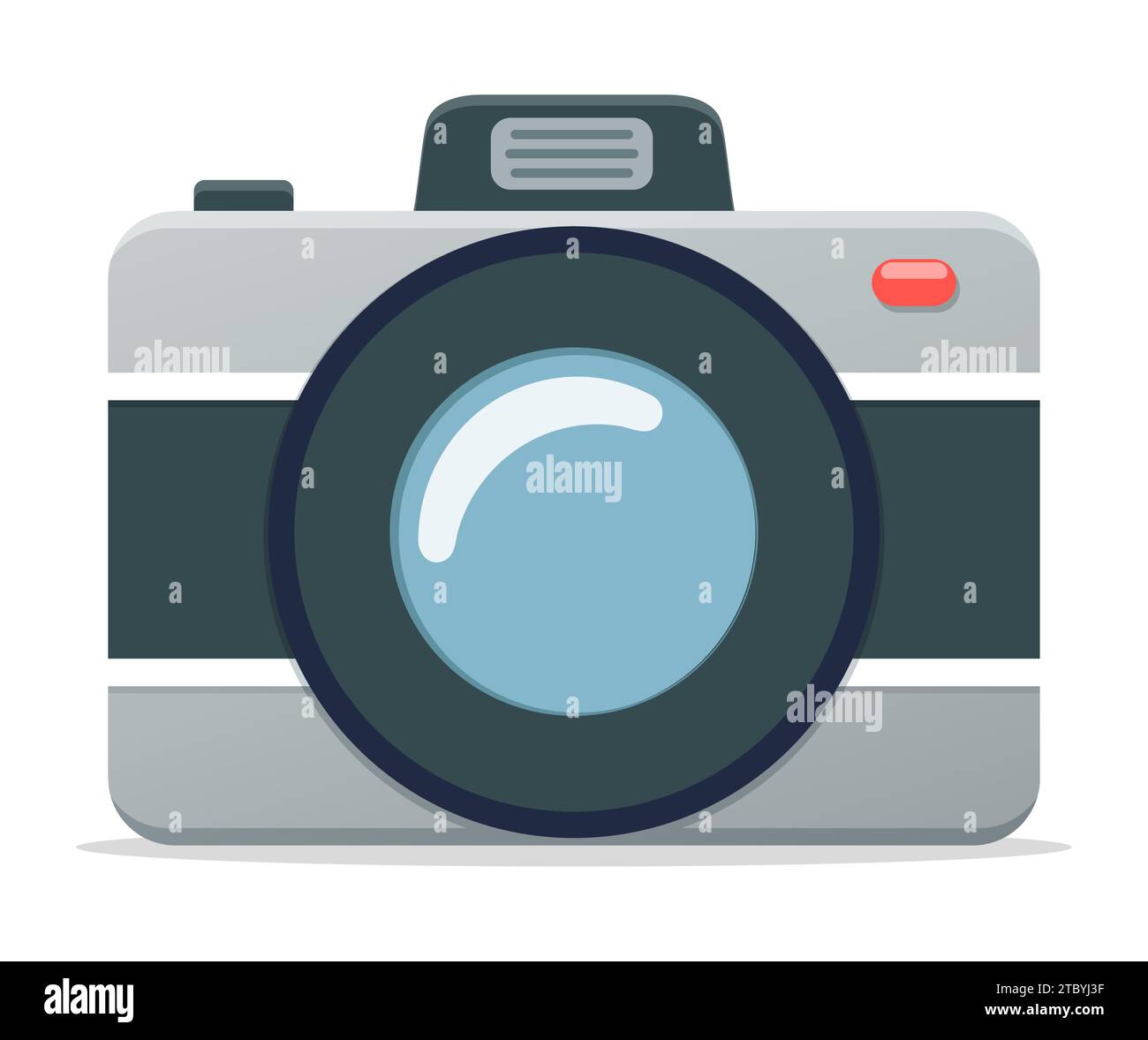 Immagine del design piatto della fotocamera a colori isolato Illustrazione Vettoriale