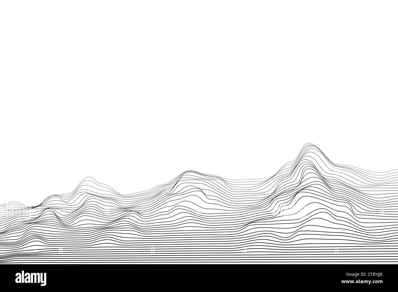 Sfondo vettoriale wireframe orizzontale astratto. Panorama illustrativo della tecnologia della griglia digitale Illustrazione Vettoriale