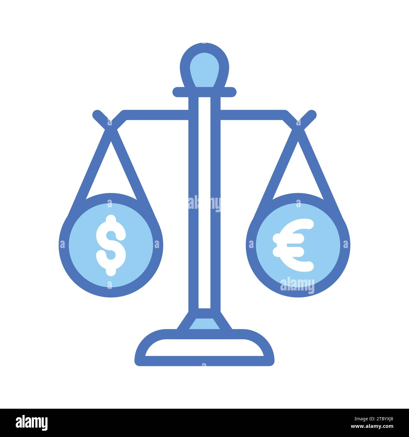 Valuta con scala di bilanciamento, icona di tendenza del saldo monetario. Illustrazione Vettoriale