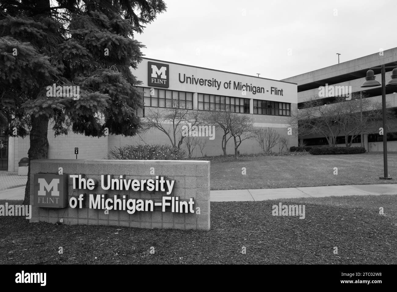 Edificio del centro studentesco Flint dell'Università del Michigan a Flint, Michigan, USA Foto Stock