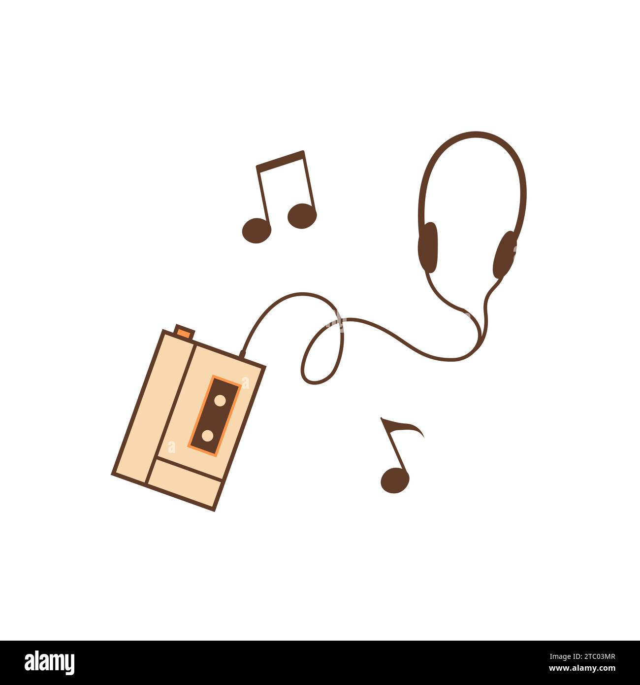 Riproduttore di cassette retrò con l'icona delle cuffie. walkman ® stereo portatile vintage per cassette con cuffie. Vecchio dispositivo per la registrazione e la riproduzione di musica Illustrazione Vettoriale Riproduttore di cassette retrò con l'icona delle cuffie. walkman ® stereo portatile vintage per cassette con cuffie. Vecchio dispositivo per la registrazione e la riproduzione di musica Illustrazione Vettoriale