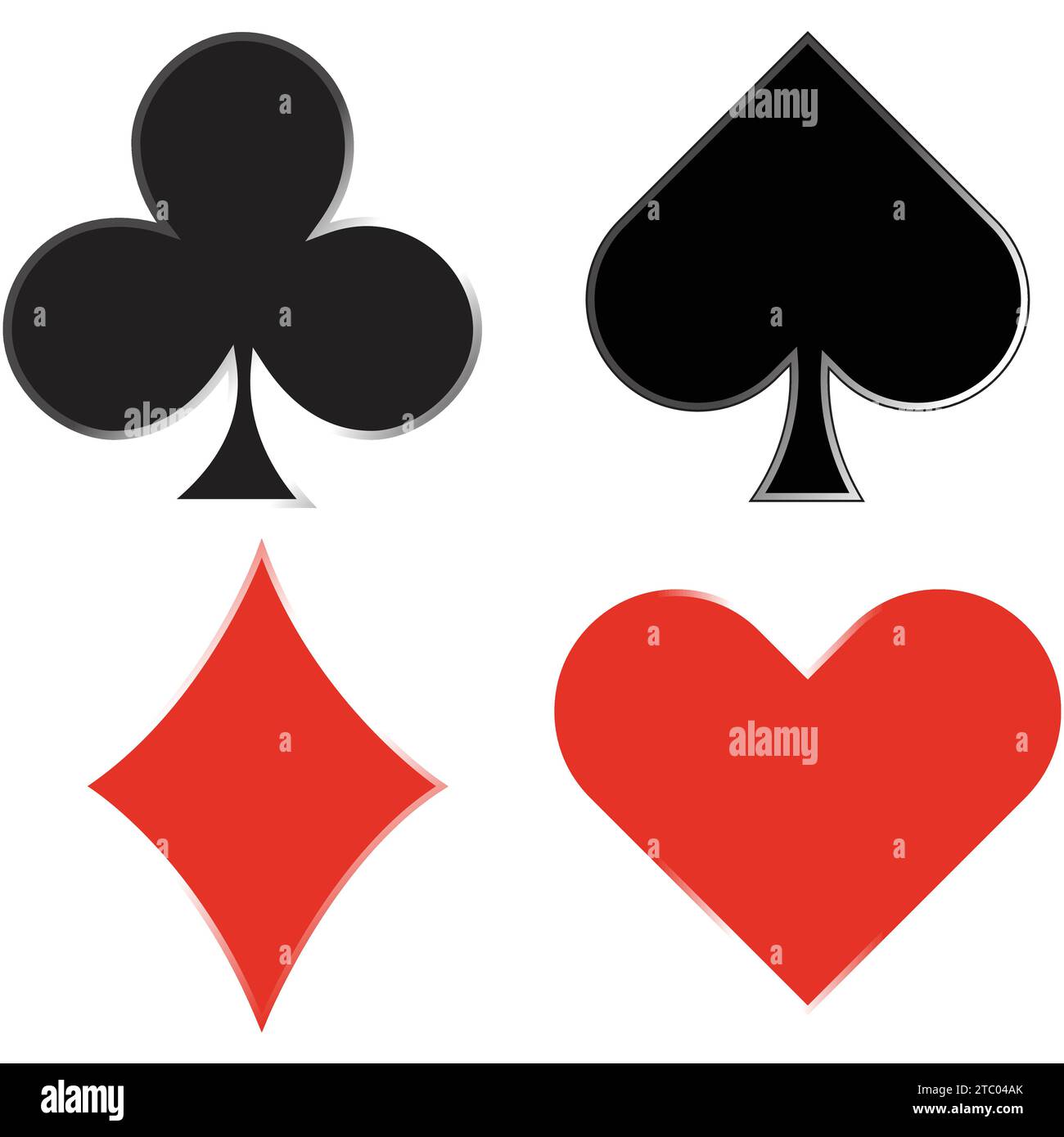 Illustrazione vettoriale delle quattro carte Suit simboli: Club, Spades, Diamanti e Hearts Illustration Illustrazione Vettoriale
