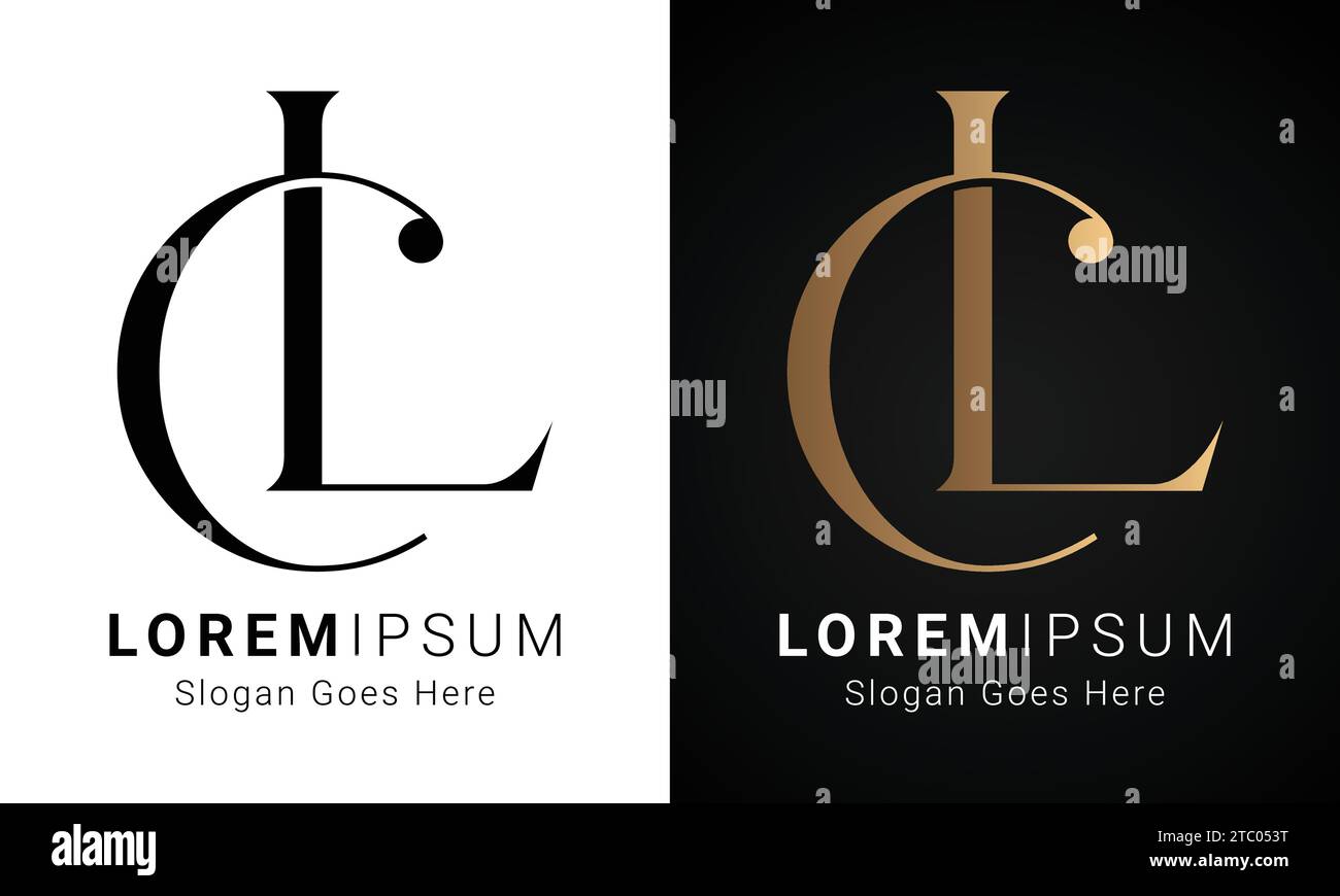 Design con logo monogramma Luxury Initial CL o LC Text Letter Illustrazione Vettoriale