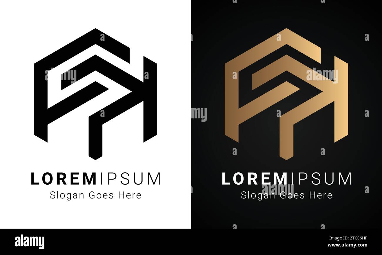 Design del logo con monogramma di lusso iniziale FK o KF Text Letter Illustrazione Vettoriale
