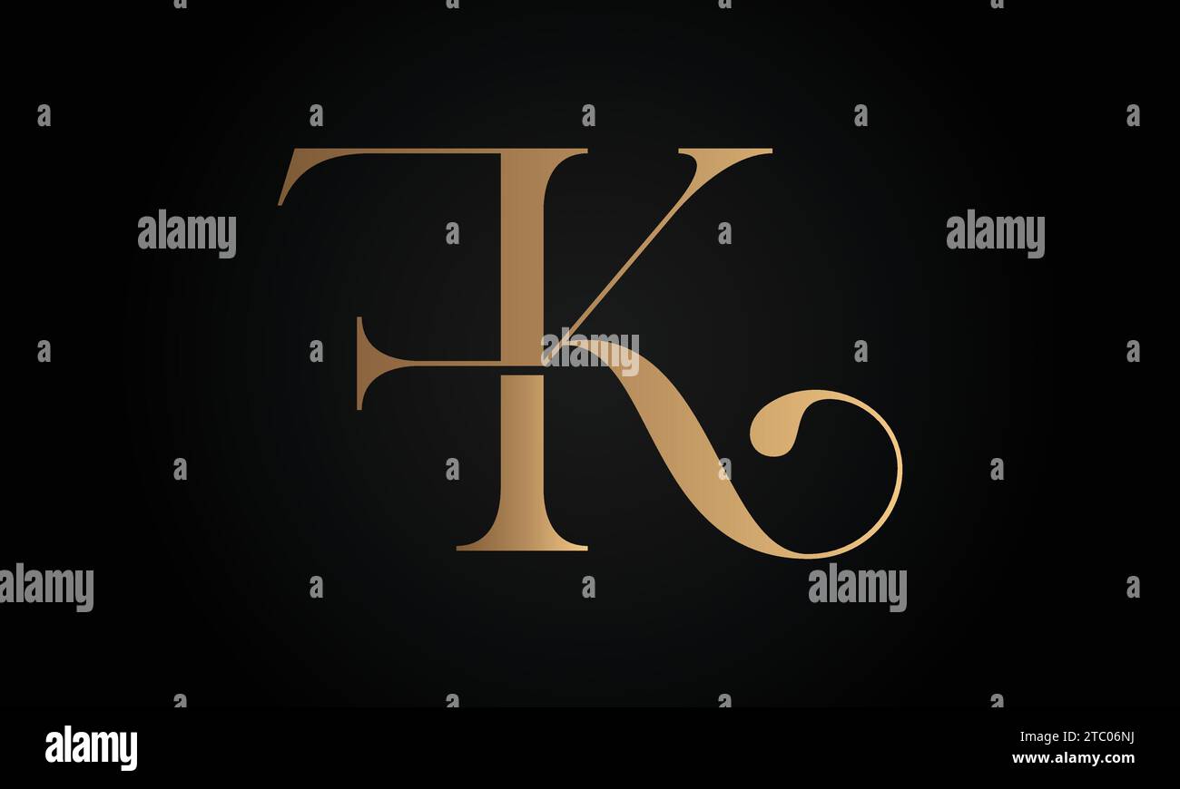 Design del logo con monogramma di lusso iniziale FK o KF Text Letter Illustrazione Vettoriale
