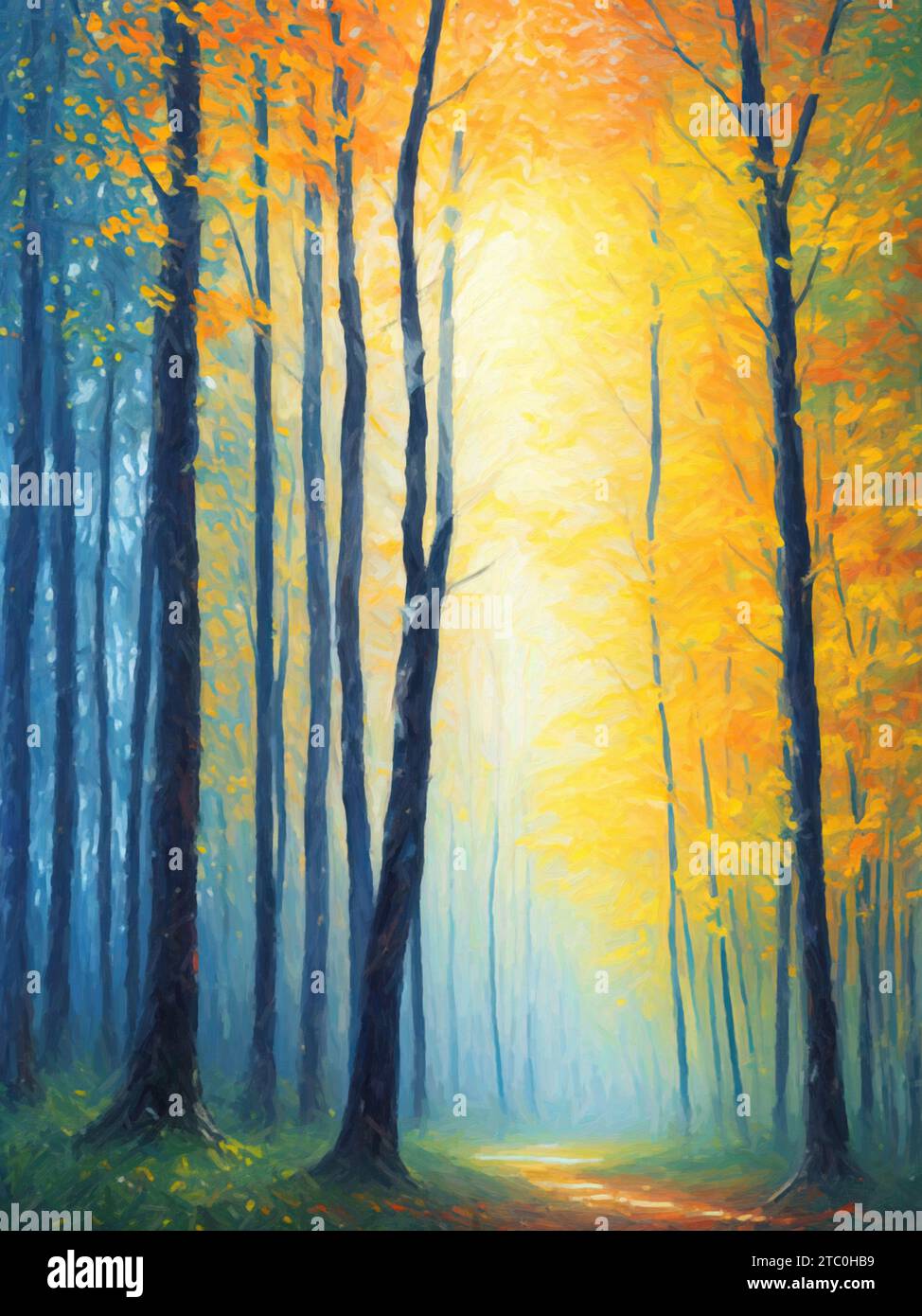 The Luminous Forest Painting (olio su tela). Foto Stock