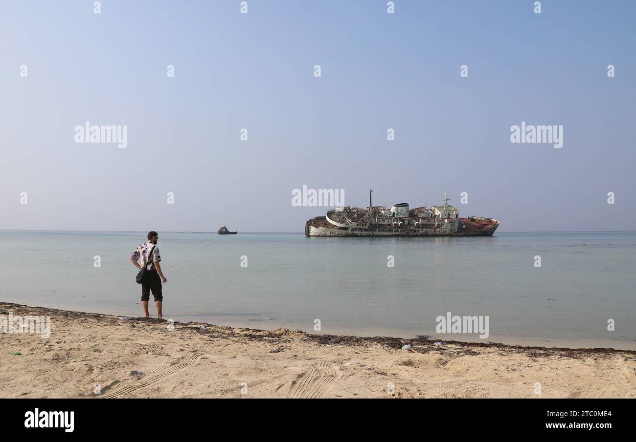 Relitto della nave commerciale MV Free Enterprise lll nel Mar Rosso vicino a Jeddah Foto Stock