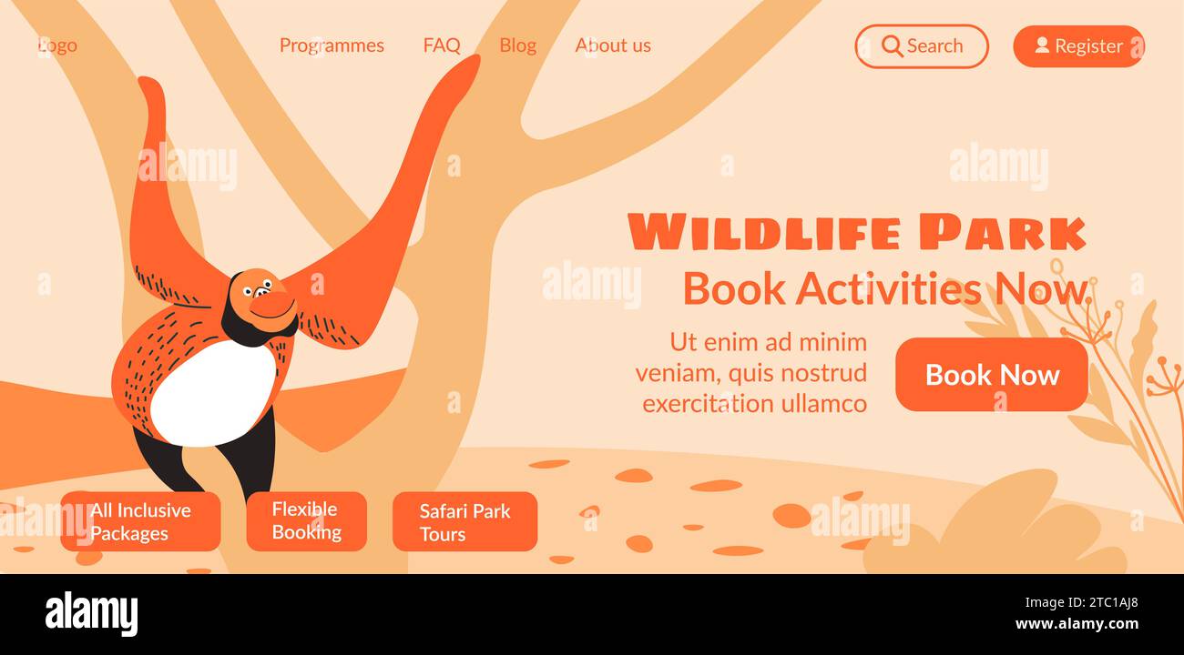 Wildlife Park, prenota ora le attività online sul Web Illustrazione Vettoriale