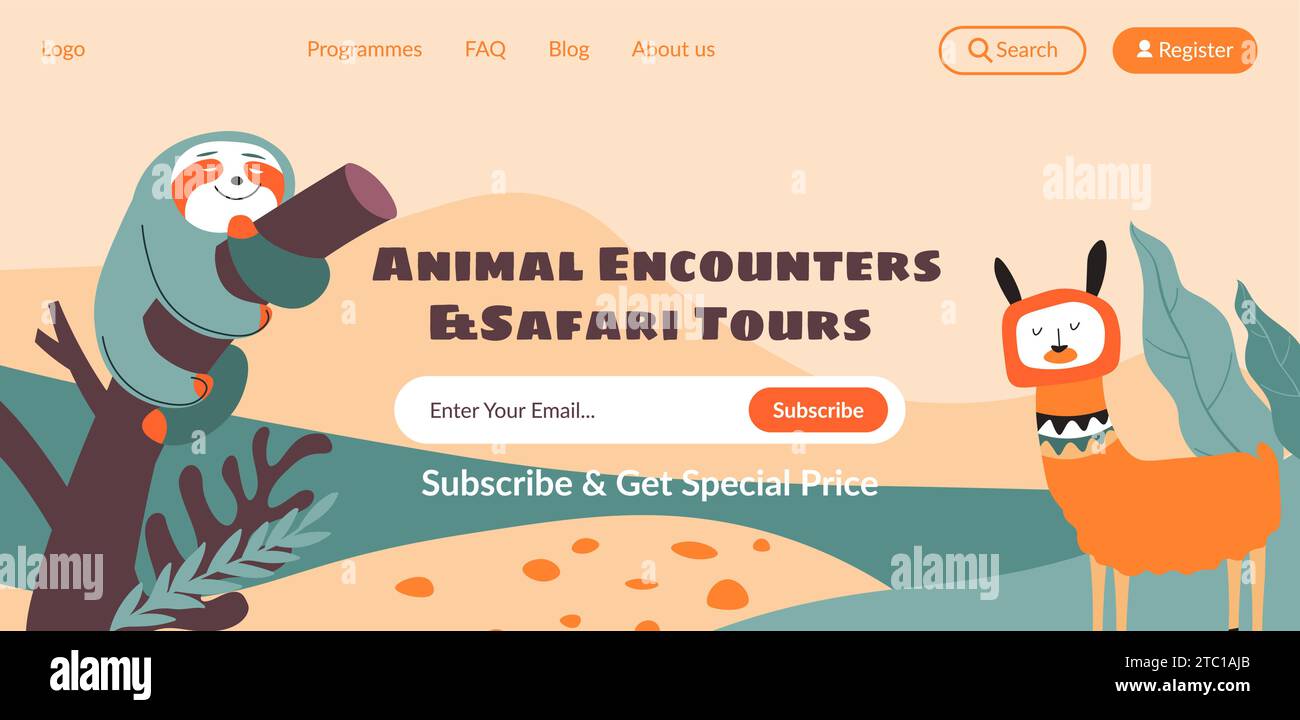 Biglietti per incontri con gli animali e tour safari Web Illustrazione Vettoriale
