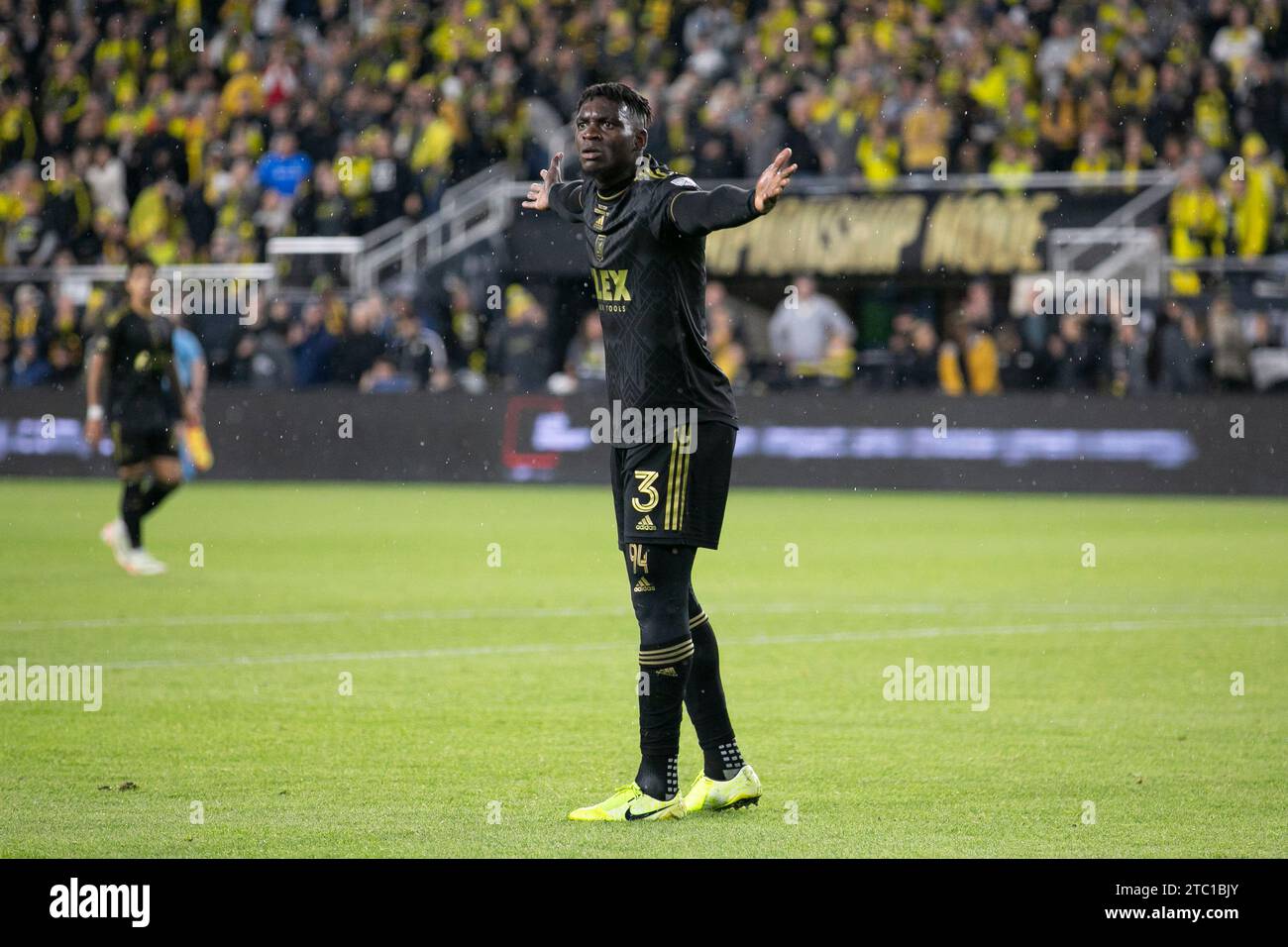 Columbus, Ohio, USA. 9 dicembre 2023. Il difensore del LAFC Jesús Murillo (3). Il Columbus Crew vince la sua terza MLS Cup, sconfiggendo i campioni in carica LAFC per 2-1. (Kindell Buchanan/Alamy Live News) Foto Stock