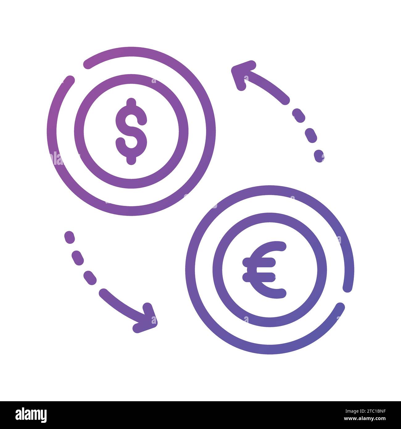 Valuta con freccia che indica il vettore di cambio valuta, icona del convertitore di valuta. Illustrazione Vettoriale