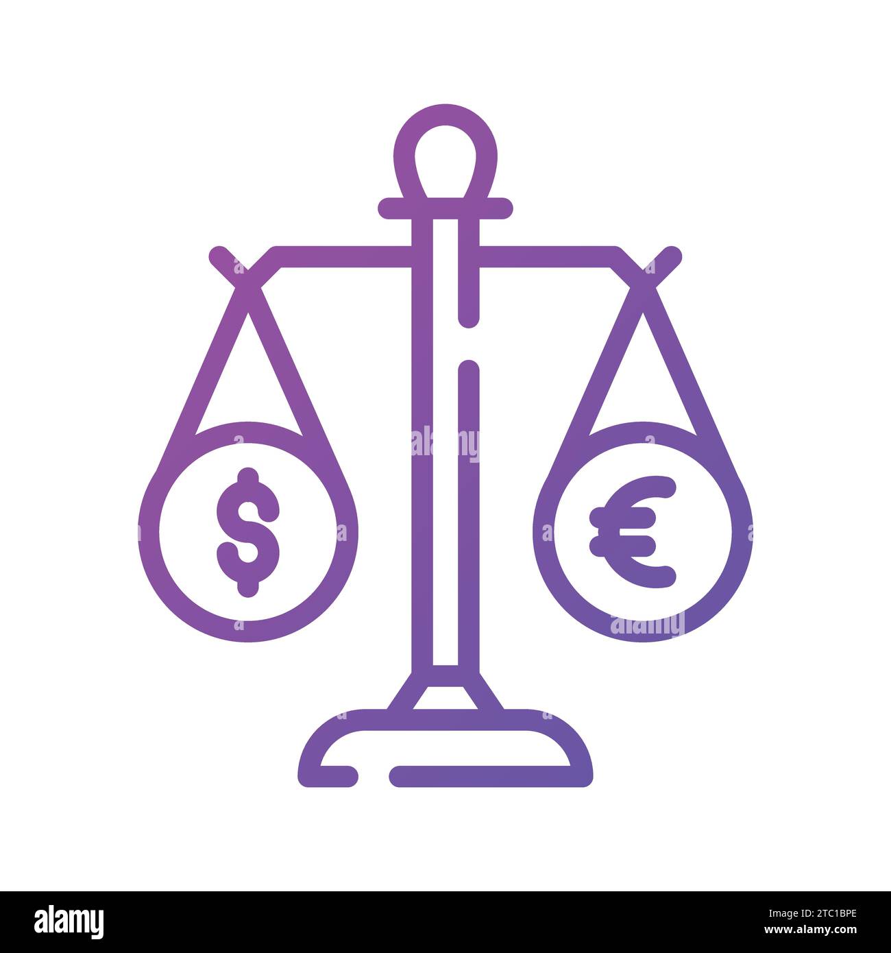 Valuta con scala di bilanciamento, icona di tendenza del saldo monetario. Illustrazione Vettoriale