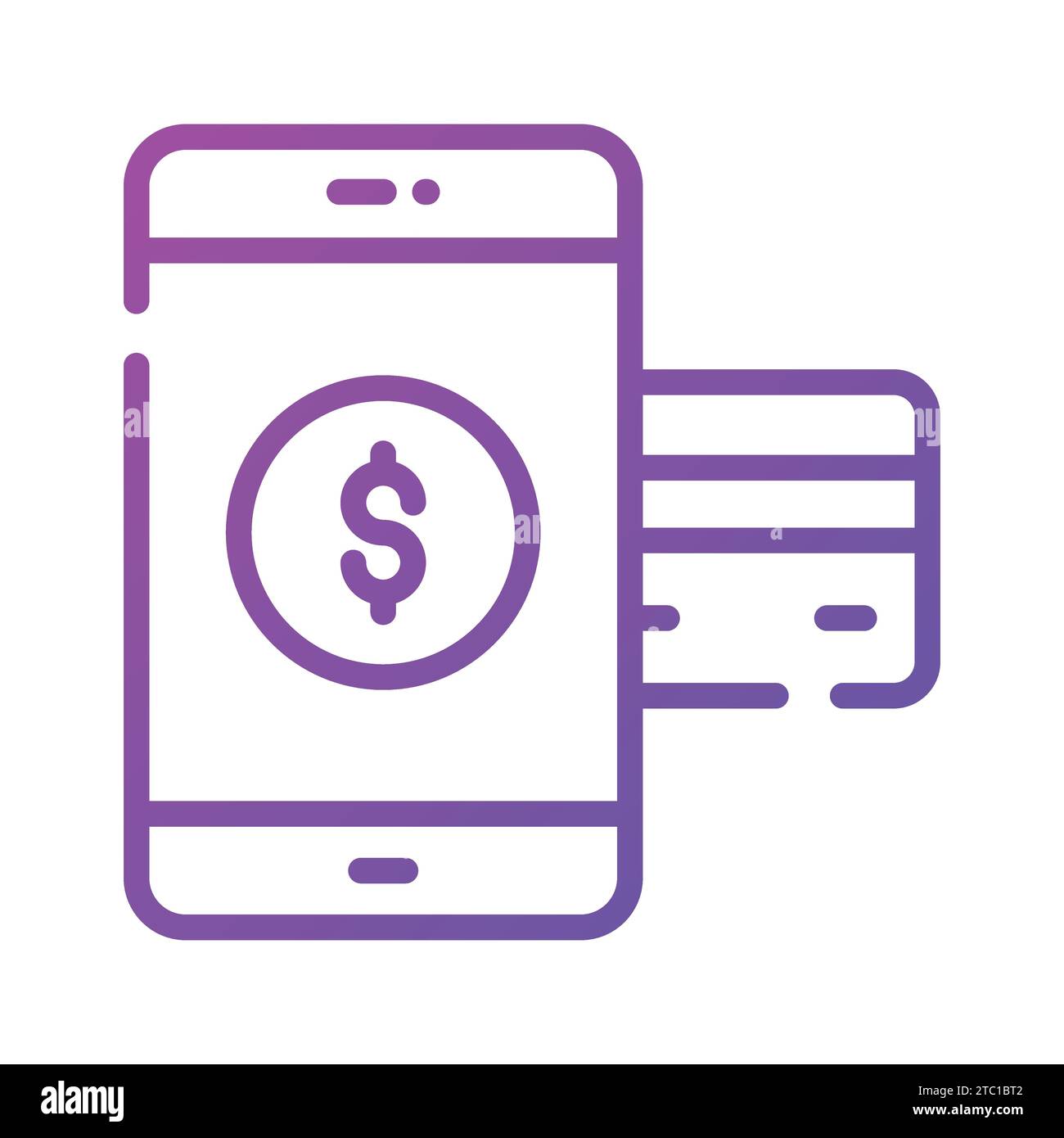Carta bancaria con telefono cellulare che indica il concetto di pagamento mobile o l'icona di pagamento online. Illustrazione Vettoriale