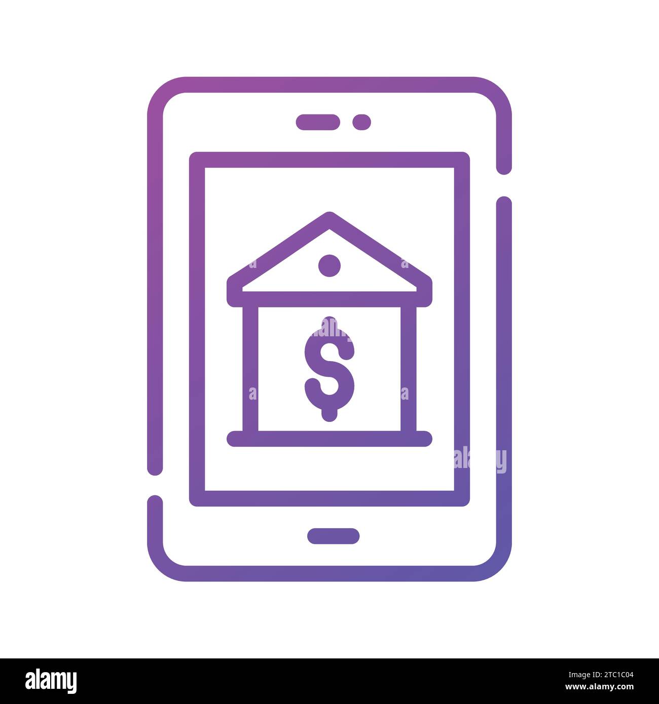 Bank Inside mobile, icona del concetto di app bancaria, pronta per l'uso premium. Illustrazione Vettoriale